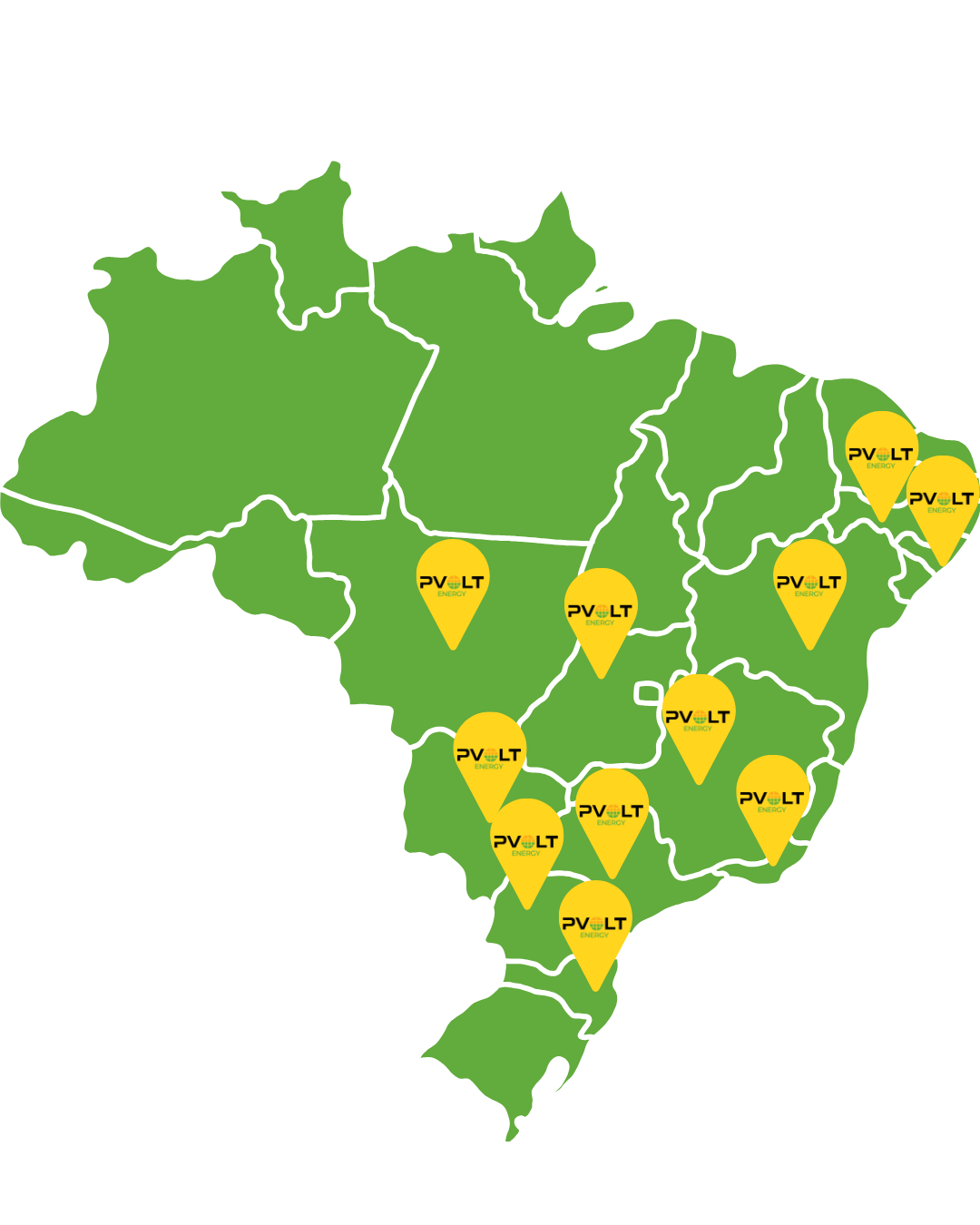 Mapa do Brasil com obras da PVolt